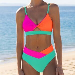 Vibrant Colorblock Bikini Set
